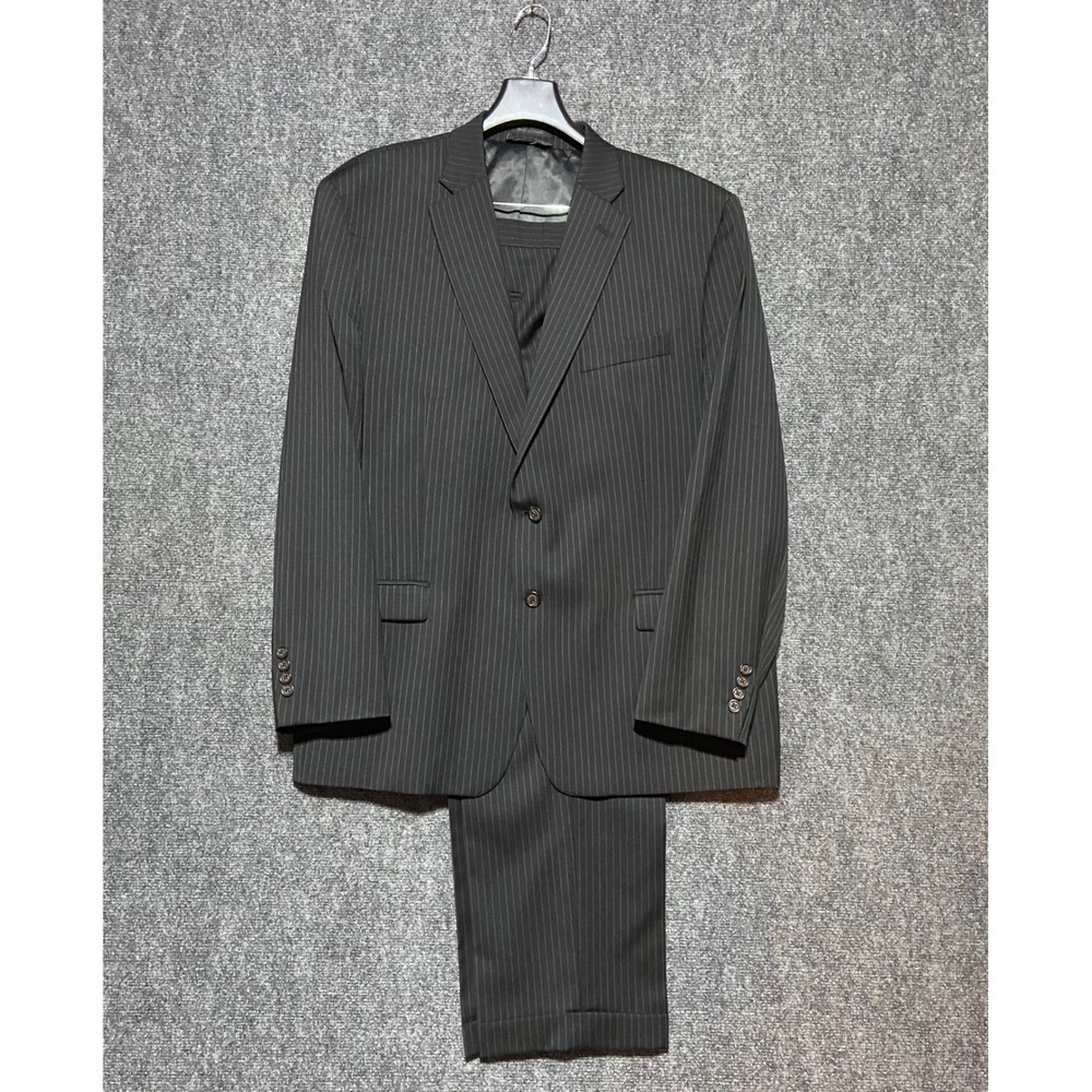Lauren Ralph Lauren Mens Black Pinstripe Wool 2 Button Suit 50R 38x30 Canada